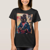 Cute Japanese Samurai Cat  T-Shirt (Vorderseite)