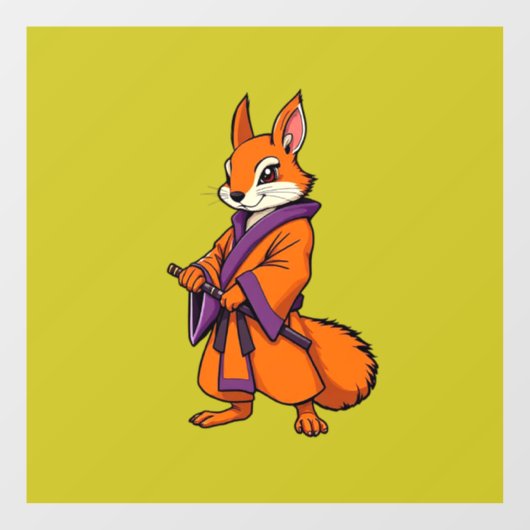 Cute Japanese Samurai Squirrel Fensteraufkleber (Blatt)
