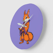Cute Japanese Samurai Squirrel Große Wanduhr (Winkel)