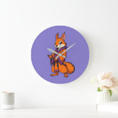Cute Japanese Samurai Squirrel Große Wanduhr (Zuhause)