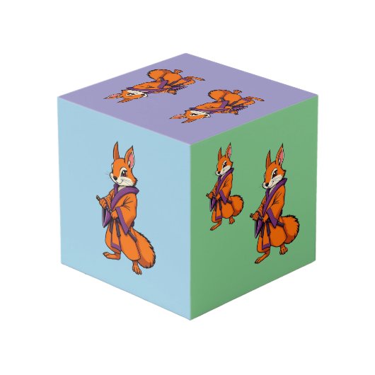 Cute Japanese Samurai Squirrel Würfel (Rückseite Schrägansicht)