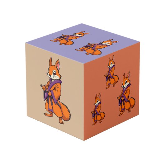 Cute Japanese Samurai Squirrel Würfel (Vorderseite Schrägansicht)