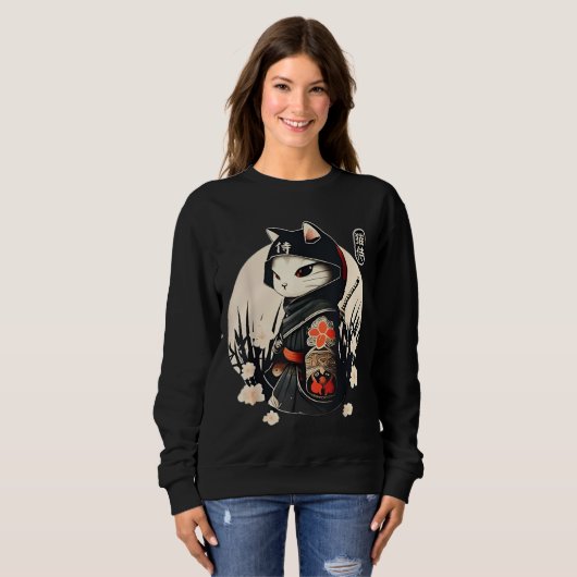 Cute Japanese-style Ninja Cat Sweatshirt (Vorne ganz)