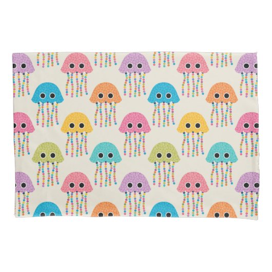 Cute Jellyfish Pattern on Cream Kissenbezug (Vorderseite)