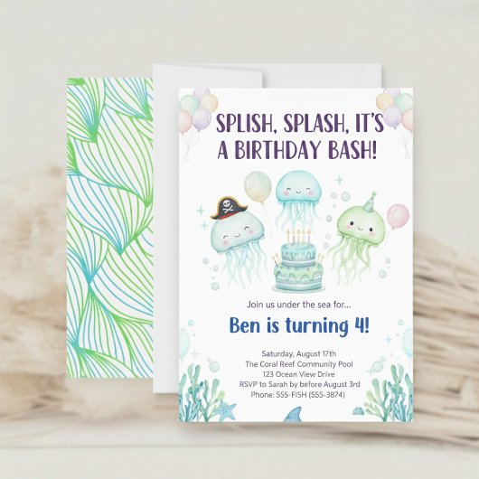 Cute Jellyfish Under the Sea Kids Birthday Einladung