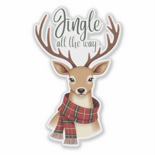Cute Jingle All The Way Reindeer Sticker (Vorderseite)