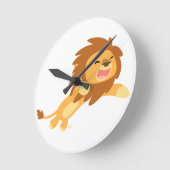 Cute Joyful Cartoon Lion Wall Clock Runde Wanduhr (Winkel)