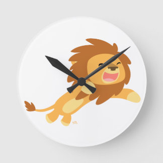 Cute Joyful Cartoon Lion Wall Clock Runde Wanduhr