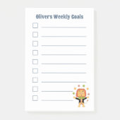 Cute Juggler Lion Kid Weekly Goals Notes Post-it Klebezettel (Vorderseite)