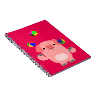 Cute Juggling Cartoon Pig Notebook Notizblock