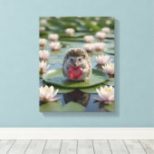 Cute July Hedgehog with Ruby Heart Leinwanddruck (Insitu (Holzboden))