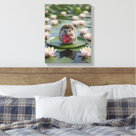 Cute July Hedgehog with Ruby Heart Leinwanddruck