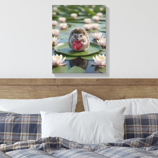 Cute July Hedgehog with Ruby Heart Leinwanddruck (Insitu (Schlafzimmer))