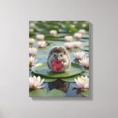 Cute July Hedgehog with Ruby Heart Leinwanddruck (Vorderseite)