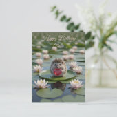 Cute July Hedgehog with Ruby Heart Postkarte (Stehend Vorderseite)