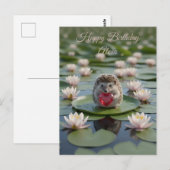 Cute July Hedgehog with Ruby Heart Postkarte (Vorne/Hinten)