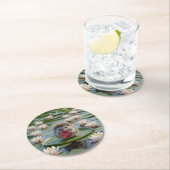 Cute July Hedgehog with Ruby Heart Runder Pappuntersetzer (Vor Ort)