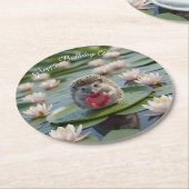 Cute July Hedgehog with Ruby Heart Runder Pappuntersetzer (Angewinkelt)