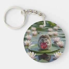 Cute July Hedgehog with Ruby Heart Schlüsselanhänger