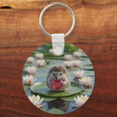 Cute July Hedgehog with Ruby Heart Schlüsselanhänger (Vorderseite)