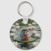Cute July Hedgehog with Ruby Heart Schlüsselanhänger (Rückseite)