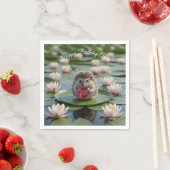 Cute July Hedgehog with Ruby Heart Serviette (Beispiel)
