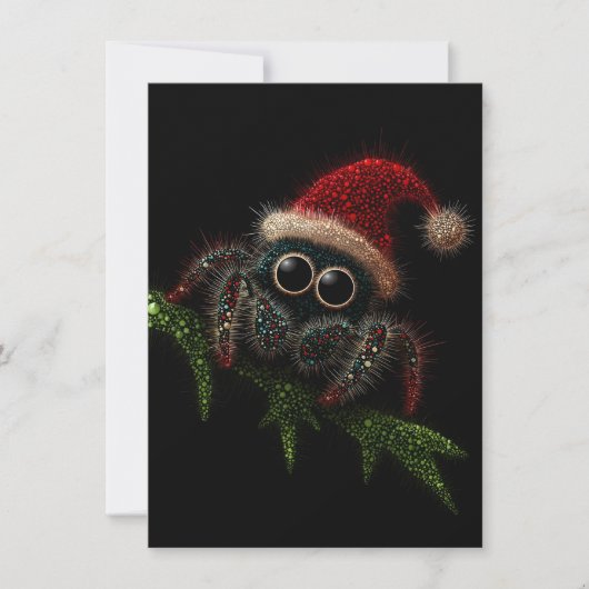 Cute Jumping Spider Christmas Cards Feiertagskarte (Vorderseite)