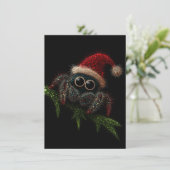 Cute Jumping Spider Christmas Cards Feiertagskarte (Stehend Vorderseite)