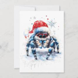 Cute Jumping Spider Christmas Cards Feiertagskarte