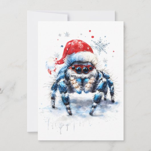 Cute Jumping Spider Christmas Cards Feiertagskarte (Vorderseite)