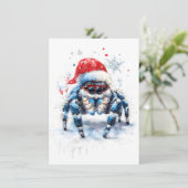 Cute Jumping Spider Christmas Cards Feiertagskarte (Stehend Vorderseite)