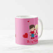 Cute Junge und Mädchen Valentine's Day Szene Kaffeetasse (VorderseiteRechts)