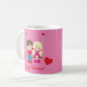 Cute Junge und Mädchen Valentine's Day Szene Kaffeetasse (Vorderseite Links)