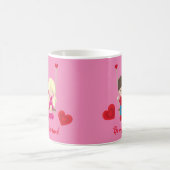 Cute Junge und Mädchen Valentine's Day Szene Kaffeetasse (Mittel)