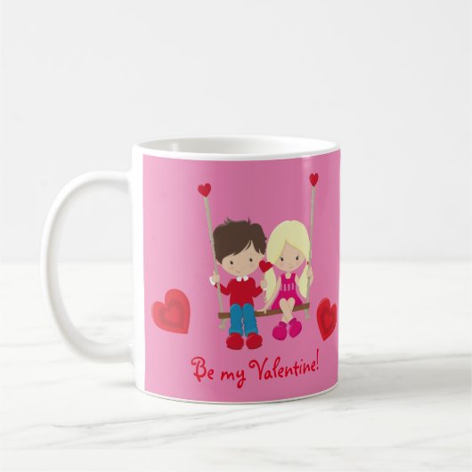 Cute Junge und Mädchen Valentine's Day Szene Kaffeetasse (Links)