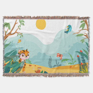🦁 Cute Jungle Animal Kids Blanket  Decke