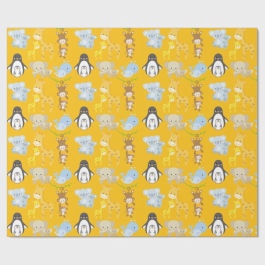 Cute Jungle Animal Wrapping Paper – Animals Geschenkpapier (Flach)