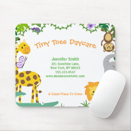 Cute Jungle Animals Child Daycare Business Mousepad
