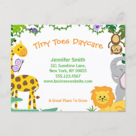 Cute Jungle Animals Child Daycare Business Postkarte
