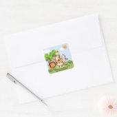Cute Jungle Animals for Kids Quadratischer Aufkleber (Umschlag)
