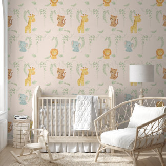 Cute Jungle Animals Safari Baby Room & Playground Tapete