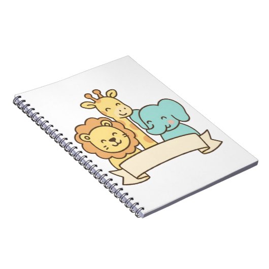 Cute Jungle Animals with Banner – Safari Nursery Notizblock (Rechte Seite)