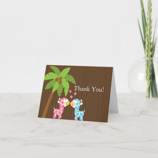 Cute Jungle Giraffe Multiple Baby Shower Thank You Dankeskarte (Vorderseite)