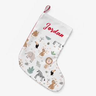 Cute Jungle Rainforest Animals Pattern Kleiner Weihnachtsstrumpf
