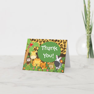Cute Jungle Safari Animals Thank You Dankeskarte
