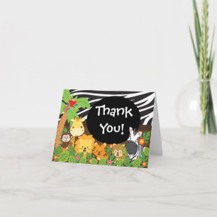 Cute Jungle Safari Animals Thank You Dankeskarte