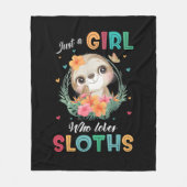 Cute just girl loves sloths word art fleecedecke (Vorderseite)