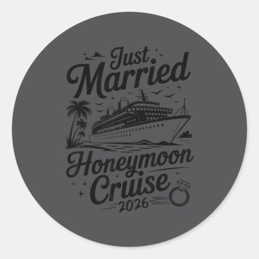 Cute Just Married Honeymoon Cruise 2026 Newlyweds  Runder Aufkleber (Vorderseite)