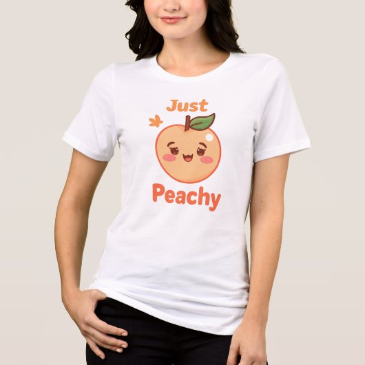 Cute "Just Peachy" Kawaii Fruit Tri-Blend Shirt (Vorderseite)
