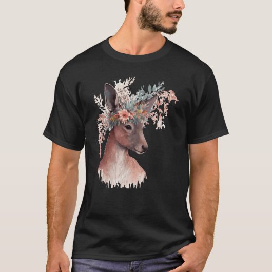 Cute Kangaroo Flower Crown Floral Kangaroo T-Shirt (Vorderseite)